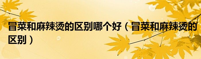 冒菜和麻辣烫的区别哪个好（冒菜和麻辣烫的区别）
