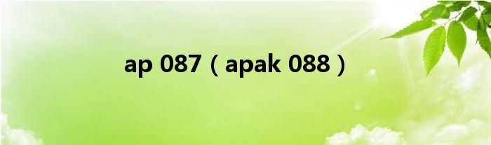 ap 087（apak 088）