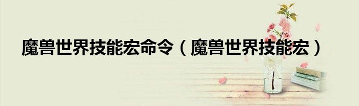 魔兽世界技能宏命令（魔兽世界技能宏）