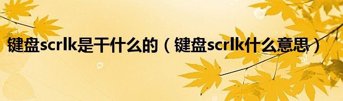 键盘scrlk是干什么的（键盘scrlk什么意思）