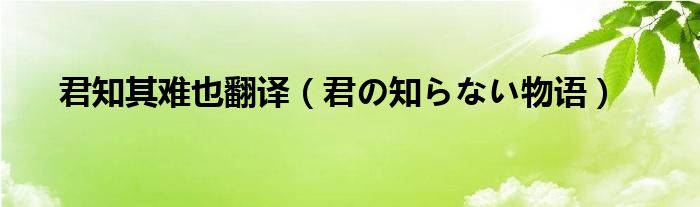 君知其难也翻译（君の知らない物语）