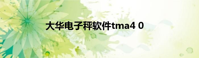 大华电子秤软件tma4 0