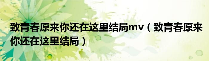 致青春原来你还在这里结局mv（致青春原来你还在这里结局）