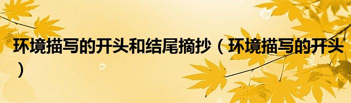 环境描写的开头和结尾摘抄（环境描写的开头）