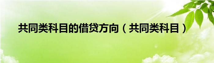 共同类科目的借贷方向（共同类科目）
