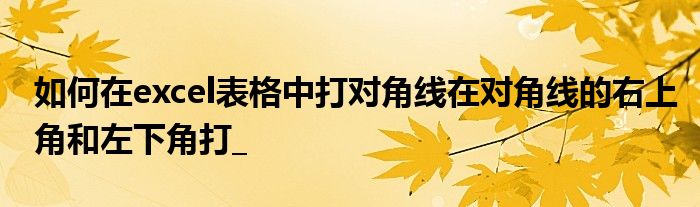如何在excel表格中打对角线在对角线的右上角和左下角打_