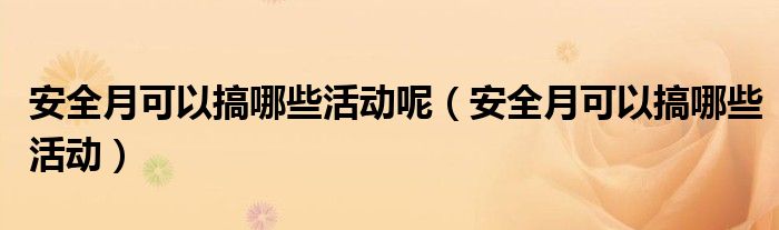 安全月可以搞哪些活动呢（安全月可以搞哪些活动）