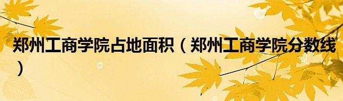 郑州工商学院占地面积（郑州工商学院分数线）