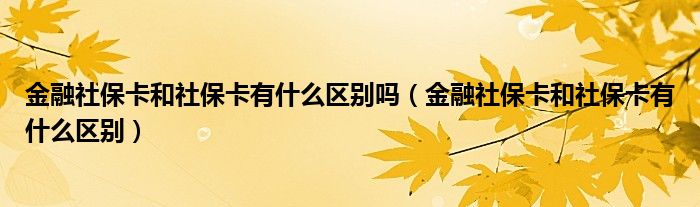 金融社保卡和社保卡有什么区别吗（金融社保卡和社保卡有什么区别）