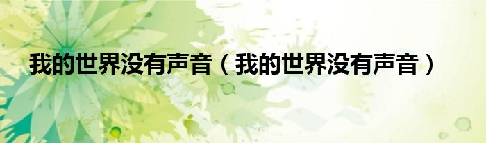 我的世界没有声音（我的世界没有声音）