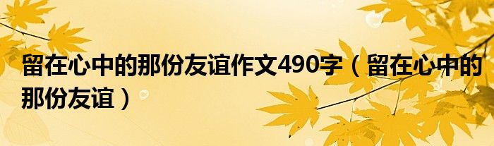 留在心中的那份友谊作文490字（留在心中的那份友谊）