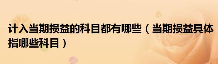 计入当期损益的科目都有哪些（当期损益具体指哪些科目）