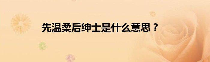 先温柔后绅士是什么意思？