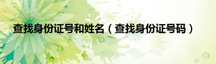 查找身份证号和姓名（查找身份证号码）