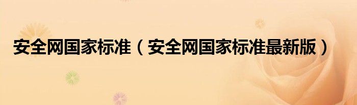 安全网国家标准（安全网国家标准最新版）