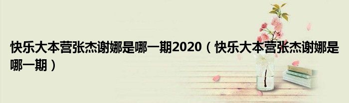 快乐大本营张杰谢娜是哪一期2020（快乐大本营张杰谢娜是哪一期）