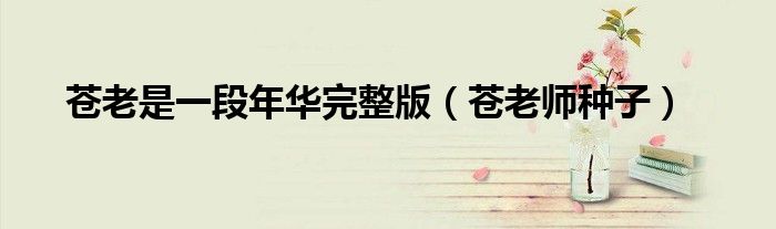 苍老是一段年华完整版（苍老师种子）