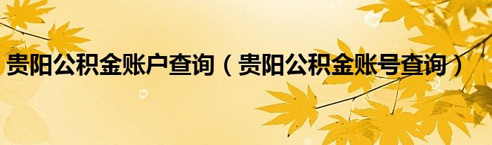 贵阳公积金账户查询（贵阳公积金账号查询）