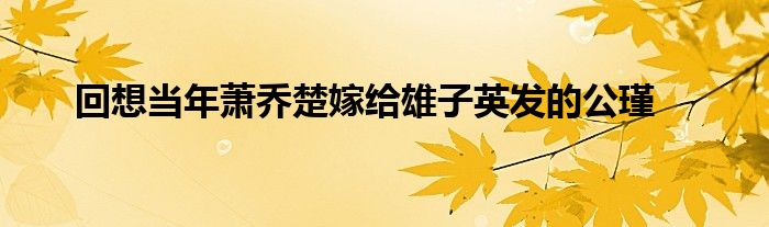 回想当年萧乔楚嫁给雄子英发的公瑾