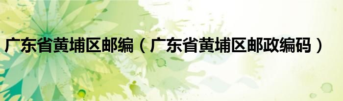 广东省黄埔区邮编（广东省黄埔区邮政编码）