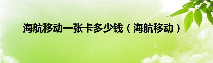 海航移动一张卡多少钱（海航移动）