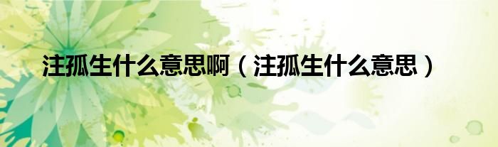 注孤生什么意思啊（注孤生什么意思）