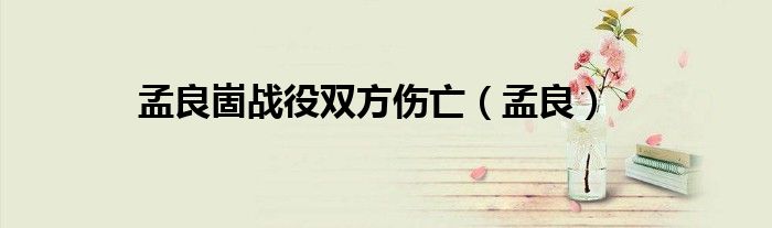 孟良崮战役双方伤亡（孟良）