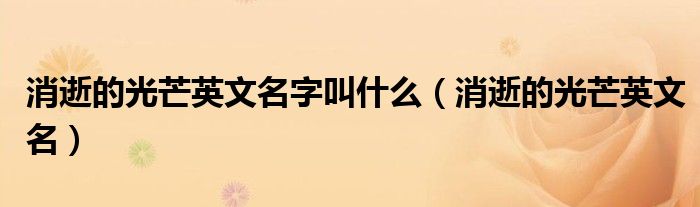 消逝的光芒英文名字叫什么（消逝的光芒英文名）