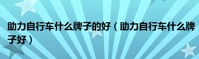 助力自行车什么牌子的好（助力自行车什么牌子好）