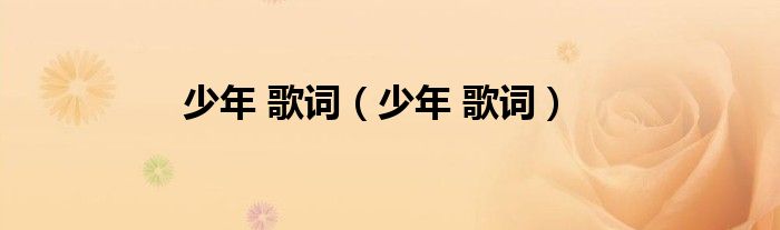 少年 歌词（少年 歌词）