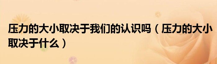 压力的大小取决于我们的认识吗（压力的大小取决于什么）