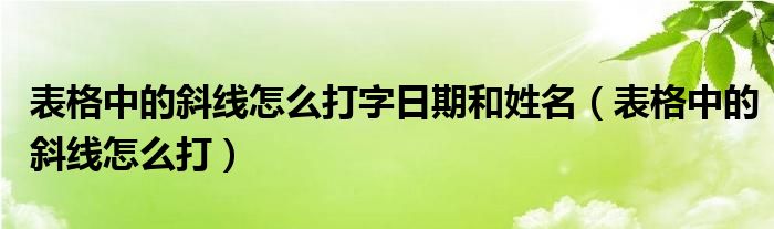 表格中的斜线怎么打字日期和姓名（表格中的斜线怎么打）