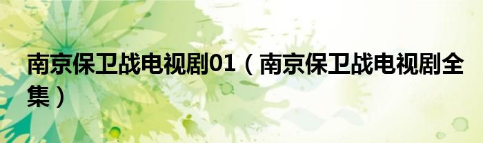南京保卫战电视剧01（南京保卫战电视剧全集）