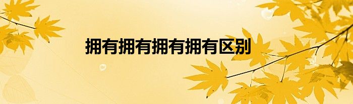 拥有拥有拥有拥有区别