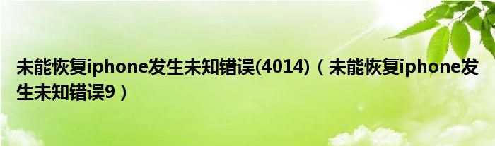 未能恢复iphone发生未知错误(4014)（未能恢复iphone发生未知错误9）