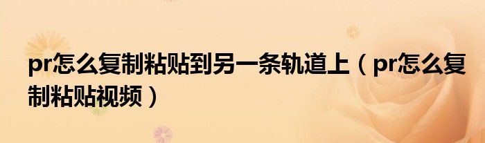 pr怎么复制粘贴到另一条轨道上（pr怎么复制粘贴视频）