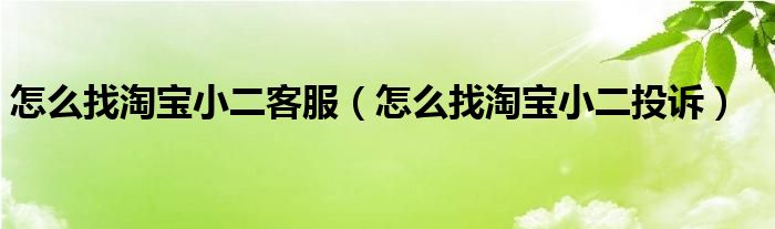 怎么找淘宝小二客服（怎么找淘宝小二投诉）