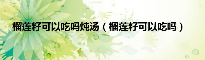 榴莲籽可以吃吗炖汤（榴莲籽可以吃吗）