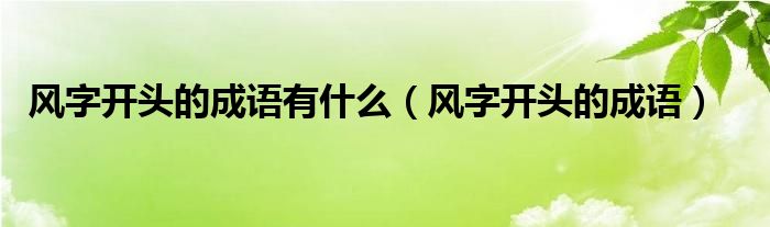 风字开头的成语有什么（风字开头的成语）