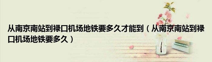 从南京南站到禄口机场地铁要多久才能到（从南京南站到禄口机场地铁要多久）