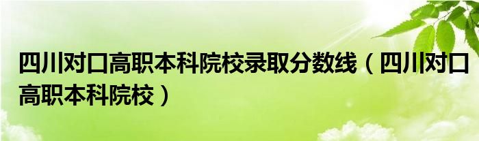 四川对口高职本科院校录取分数线（四川对口高职本科院校）