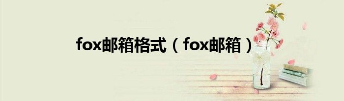 fox邮箱格式（fox邮箱）