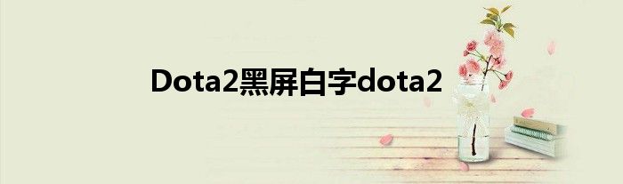 Dota2黑屏白字dota2