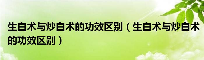生白术与炒白术的功效区别（生白术与炒白术的功效区别）