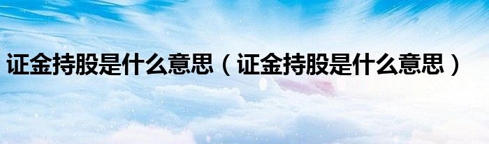 证金持股是什么意思（证金持股是什么意思）