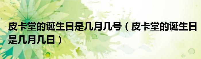 皮卡堂的诞生日是几月几号（皮卡堂的诞生日是几月几日）