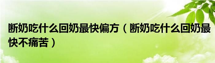 断奶吃什么回奶最快偏方（断奶吃什么回奶最快不痛苦）