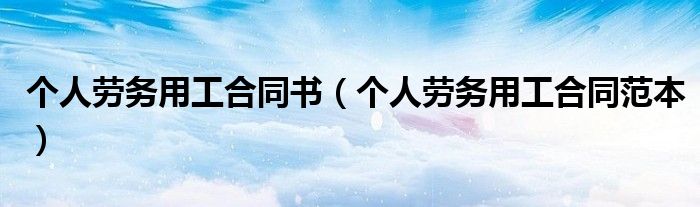 个人劳务用工合同书(个人劳务用工合同范本)