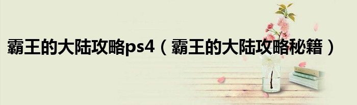 霸王的大陆攻略ps4（霸王的大陆攻略秘籍）