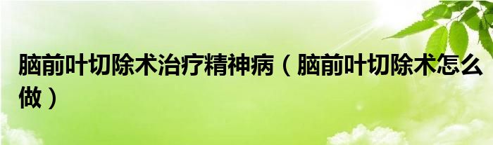 脑前叶切除术治疗精神病（脑前叶切除术怎么做）